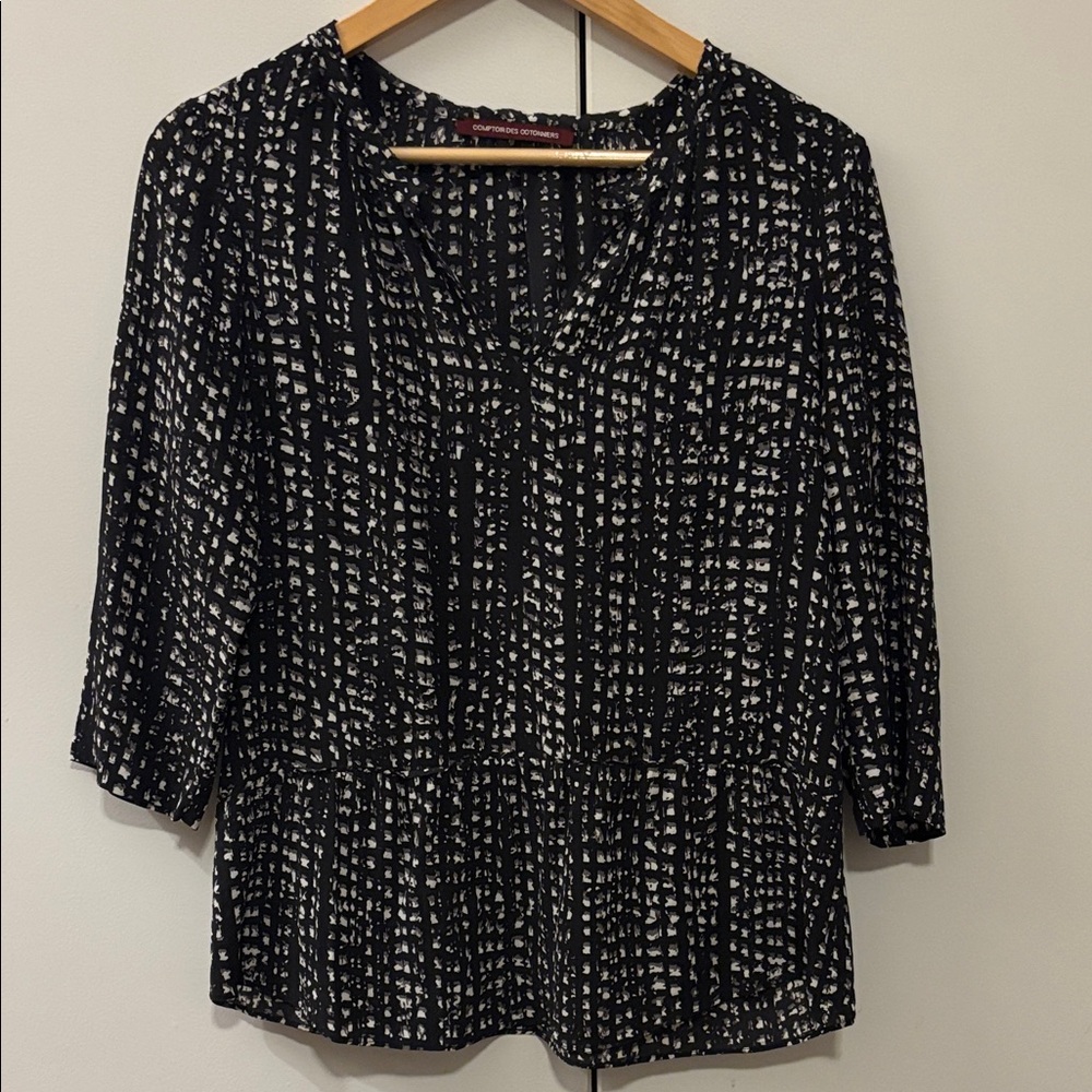 Comptoir Des Cotonniers silk Black and White Blouse
